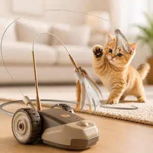 3 in 1 Interactive Robot Mouse Cat Toy for Bored Indoor Cats, Quiet Automatic Moving Mouse with Feather & Silicone Tails, Touch Wake, 2 Speed, USB Rechargeable