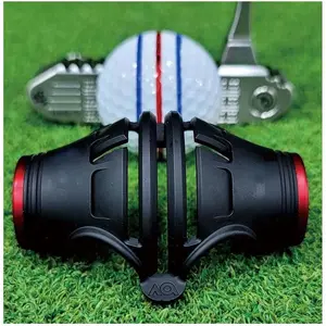 360-Degree Golf Ball Marker Alignment Tool Kit with 3-Color Pens and Gift Box (Black, 2 Pack)