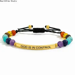 Unisex Sports Wristband Bracelet - Stainless Steel Curved Tube, Natural Colorful Stone, Adjustable Flat-Knot Cord, Sports & Outdoor Accessory