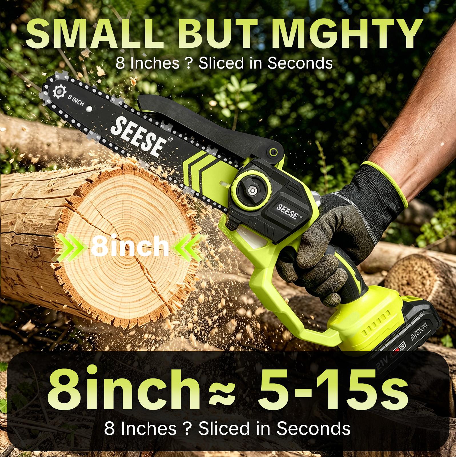 SEESE Brushless Mini 8"ChainSaw Oil System- Portable Electric Cordless Saw for Wood Cutting, Batteries (000mAh) ,Pruning, Gardening, Camping - Suitable for Seniors, Women Holiday gifts SEESE Brushless Mini 8"ChainSaw Oil System- Portable Electric Cordless Saw for Wood Cutting, Batteries (000mAh) ,Pruning, Gardening, Camping - Suitable for Seniors, Women Holiday gifts