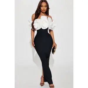 Rosetta Bandage Gown - Black/White
