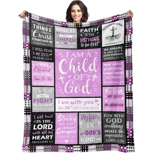 Baptism Gifts for Girl - Christian Gifts for Women - I Am a Child of God Blanket 50"x60" - Inspirational Birthday Religious Catholic & Communion Confirmation Gift for Teen Girls Daughter Granddaughter Valentine Gifts for Women Men