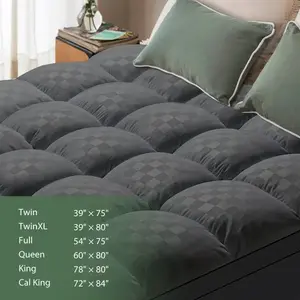 [Super Soft Cooling Mattress Topper] Extra Thick Plush Soft Cooling Mattress Pad Cover, 8-21 Inch Elastic Extra-Deep Pocket Overfilled Down Alternative Filling Mattress Topper With 1250gsm