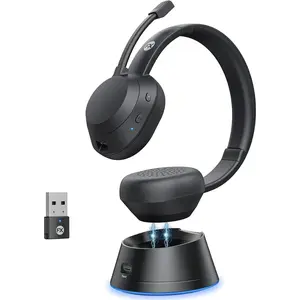 Headset,  Headphones with Mic(AI Noise Cancelling), 65 Hrs Working Time with USB Dongle,  Headset with Mic for Work from //Laptop/PC/Android
