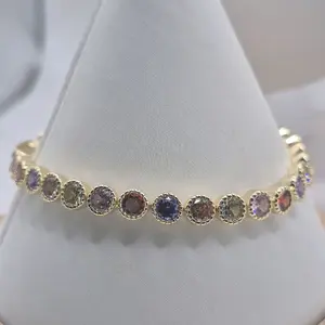 multicolor  zircoins bracelet plated gold 14k