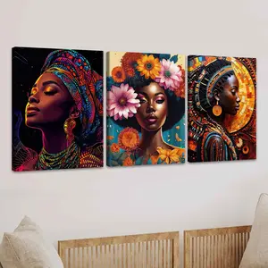 Wooden Framed Canvas Painting, Canvas Prints, 3 Counts/set Modern Art Fashion Women Pattern Wall Art, Wall Decor for Home Living Room Bedroom Office, Modern Home Decoration, Ornaments