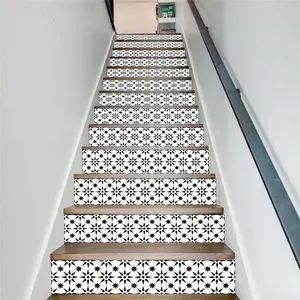 Geometric Pattern Stair Sticker, 13pcs/set Waterproof Self Adhesive Stair Sticker, Removable Decorative Wall Sticker, Decal Sticker for Home Decor