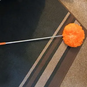 Extendable Duster with Orange Microfiber Head for Easy Reach Cleaning