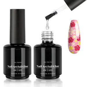 Nail Art Foil Glue Gel for Foil Stickers Nail Glue Transfer Tips Star Glues Nail Art Manicure DIY LED Lamp Required Soak Off 15ML 2 Bottle