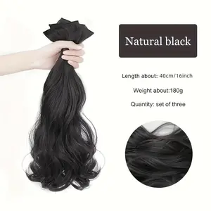 Women's long  extensions, invisible seamless volumizing  extensions, large wavy  pieces, three-piece set bundles human hair