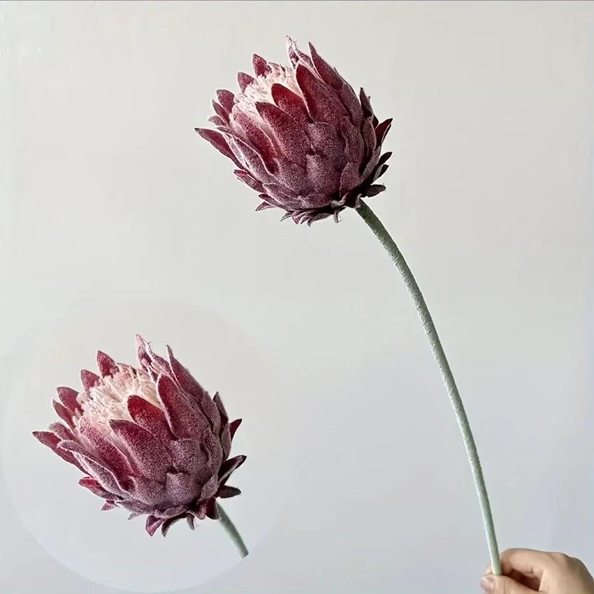 7 Stems/1 Bunch 7.87 Inch Flowers Detachable Large Headed Artificial Protea High-Quality Latex Flowers with Ful