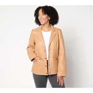 Denim & Co. Signature Quilted Faux Leather Blazer