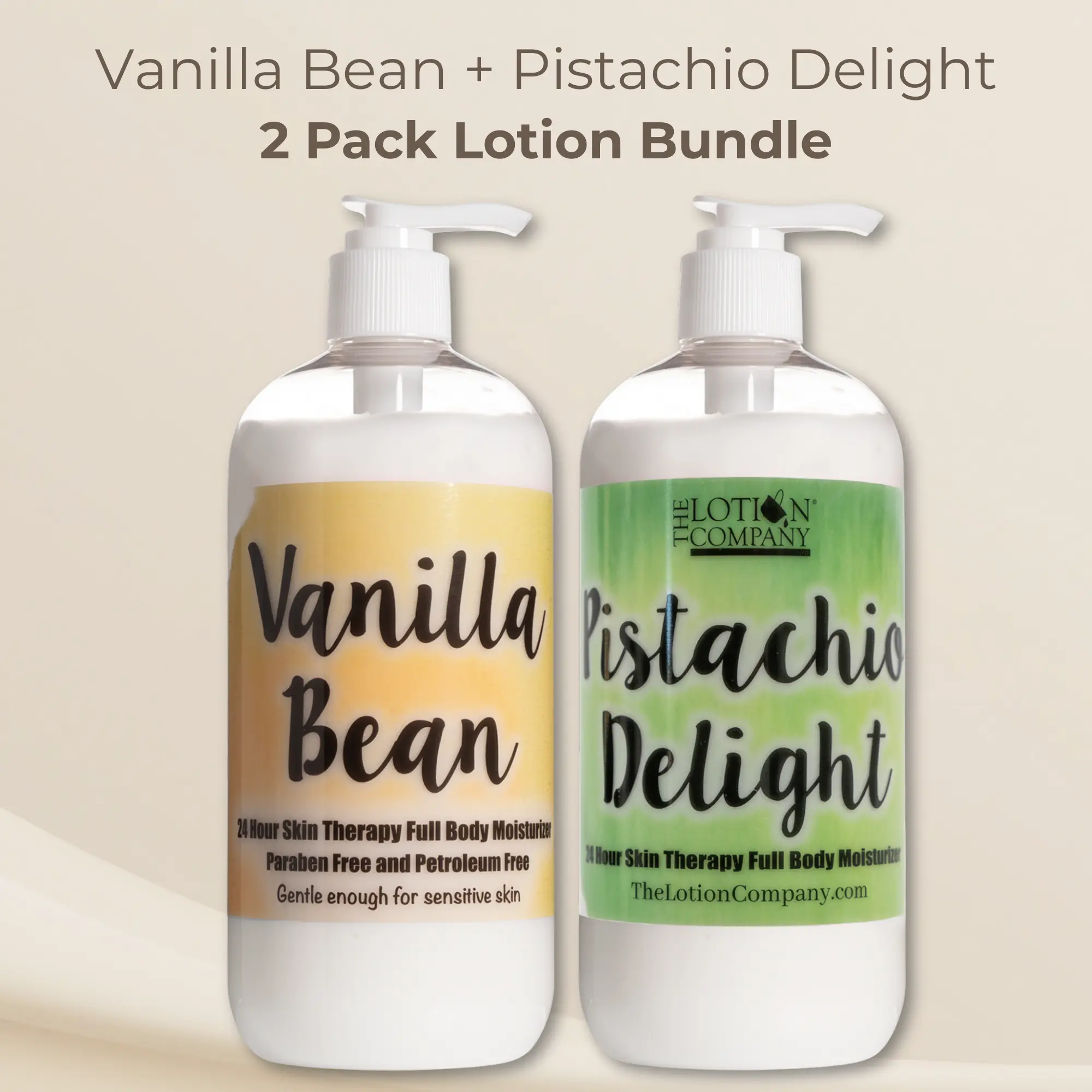 Pistachio Delight + Vanilla Bean Body Lotion Duo | 2 Pack Bundle | 16 oz | Gourmand Scents
