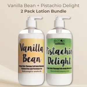 Pistachio Delight + Vanilla Bean Body Lotion Duo | 2 Pack Bundle | 16 oz | Gourmand Scents