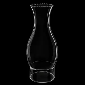 Oil Lamp Chimney Replacement Fits 3-Inch Fitter Clear Hurricane Glass Shade Approx. 8.3" Tall Wave Top Kerosene Lamp Chimney for Vintage Oil Lamps