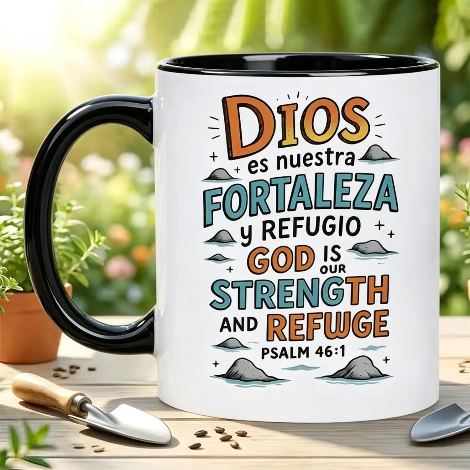Religious Gift 11Oz Ceramic Mug God Is Our Refuge And Strength 461 Scripture Design Reusable Coffee Cup Ideal for Birthdays Christmas Baptism Christians Families Friends Brothers Sisters