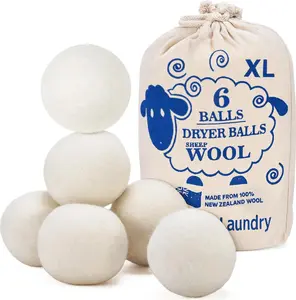 Handy Laundry Wool Dryer Balls - Natural Fabric Softener, Reusable, Reduces Clothing Wrinkles and Saves Drying Time, Better Alternative to Plastic Balls and Liquid Softener (Pack of 6)