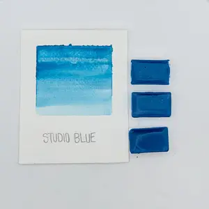 Studio Blue Watercolor Full Pan – Handmade Artist Paint | Creamy Texture, High Pigment | Classic Cool Blue | Fits Standard Palette