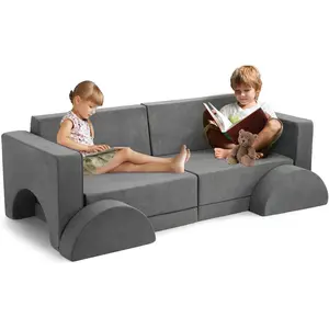 Garvee 8 Pcs Kids Play Couch Kids Convertible Play Fort 8 in 1 Multifunctional Couch for Playing Creativing Sleeping Large Imaginative Play Couch Sofa for Bedroom and Playroom