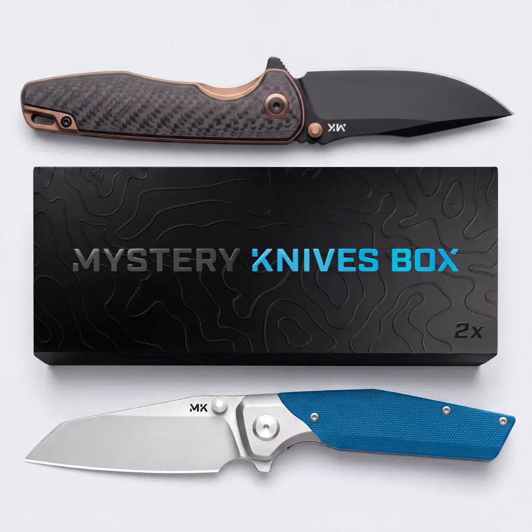 Mystery Knives Box – Folder Edition | 2 Folding Pocket Knives, EDC & Kitchen Companion Tool Set
