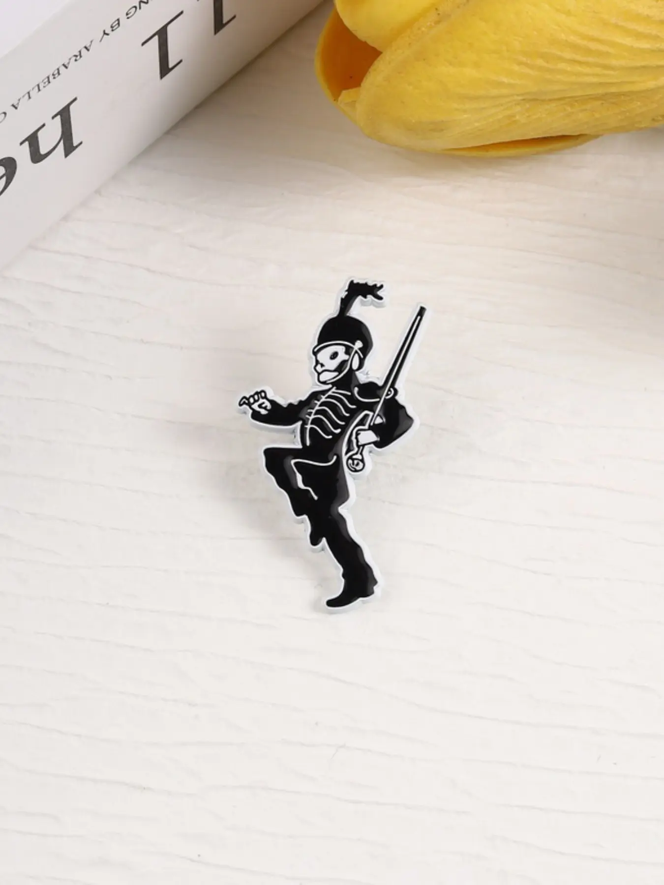 Punk Rock Band Skeleton Soldier Enamel Pin, Dark Romantic Rock Skeleton Soldier Rifle Alloy Brooches, Daily Clothing Accessories Lapel Badge Jewelry Gifts For Fans Friends, Edgy Accessories