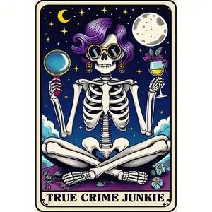 5D Full Drill Purple-Haired Skeleton with Magnifying Glass & Wine Glass Tarot Card Diamond Painting Kit - Whimsical Gothic Charm | DIY Gift for Gothic Enthusiast, Birthday & Home Decor | Perfect Wall Art for Living Rooms, Bedrooms & Edgy Spaces