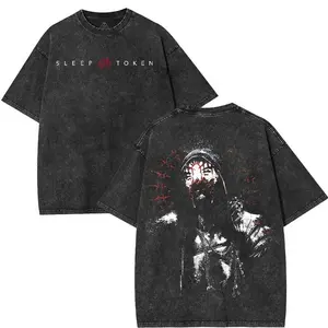 Sleep Token Vessel Washed T-Shirt Rock Band Graphic Tee Unisex Oversized Acid Washed Cotton Gift for Gothic Punk Emo, Gift for Music Enthusiast Vintage Top, Siemens