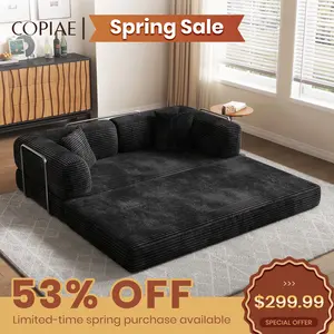 Copiae 78.7" Convertible Sleeper Sofa Bed, Wide Corduroy Couch with Fixed-Shape Frame, 4-in-1 Floor Futon Couch, Comfy Compressed Sofa for Living Room/Apartment,Small spaces
