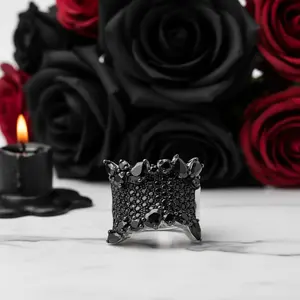 Gothic Black Spinel Gemstone Ring