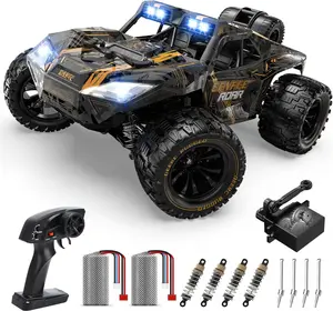 DEERC 1:14 All Terrain Fast RC Car, 40KPH High Speed RC Truck with LED Headlight, Off-road 2.4Ghz 4x4 Remote Control Car, Monster Truck Toy, 2 Batteries