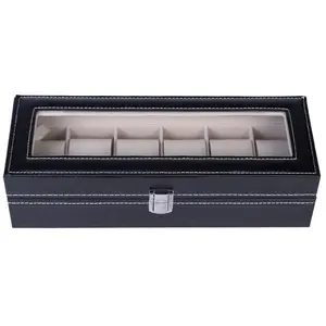 6 Compartments High-grade Leather Watch Collection Storage Box Black 6 Compartments High-grade Leather Watch Collection Storage Box Black