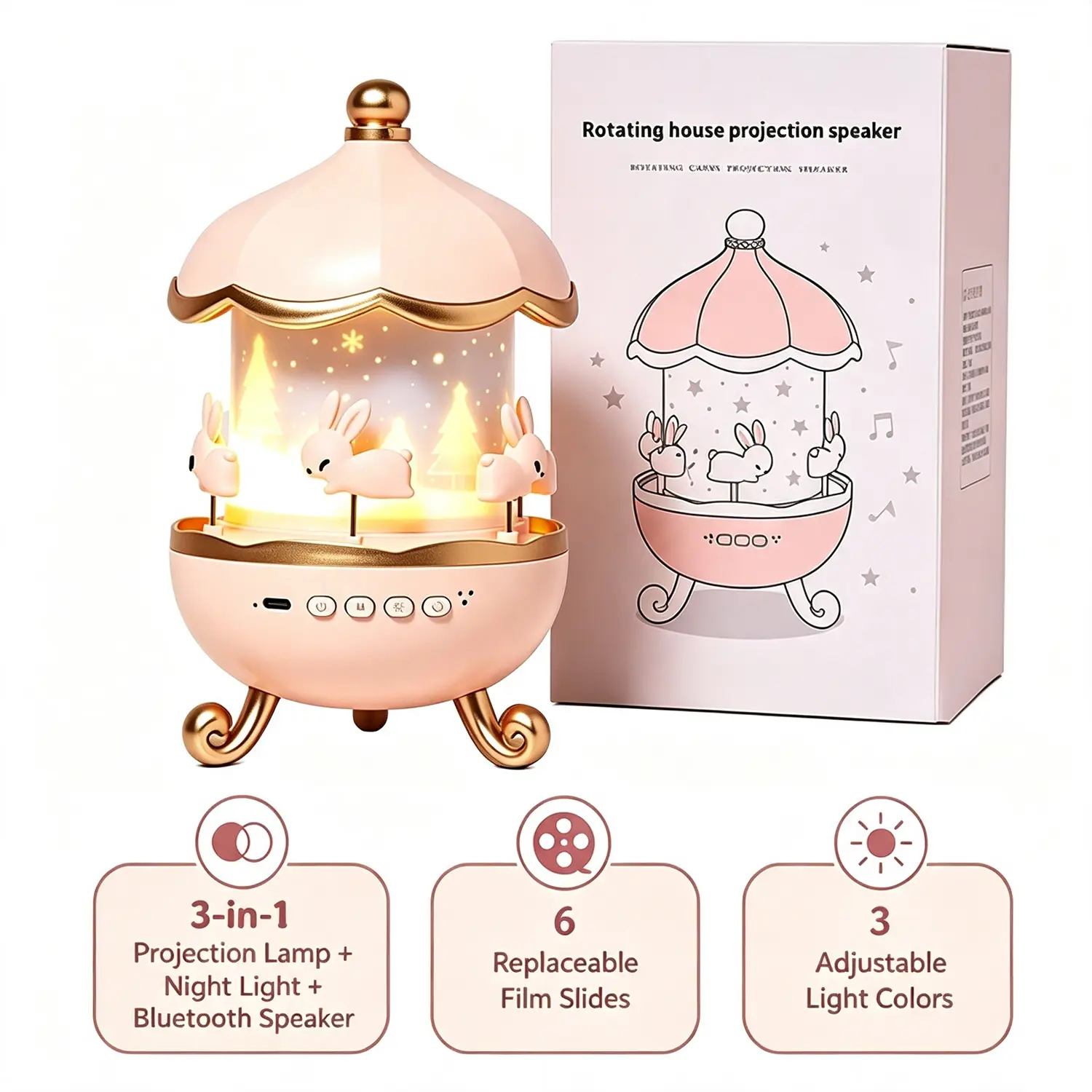 8-Tone Starry Sky Projection Box Lamp, Creative Atmosphere Night Light, Ideal Birthday Gift for Girls (Home Improvement Novelty Lighting)