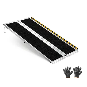 【fathersdaygift】VEVOR Portable Wheelchair Ramp, 5FT, Non-Slip Aluminum Folding Handicap Ramp for Wheelchair, 800 lbs Capacity, Door Threshold Ramps for Home Steps, Stairs, Entry, Threshold, Doorways, Scooter, Curbs