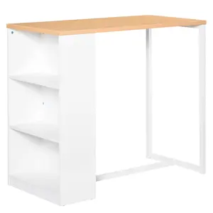 HOMCOM Modern Bar Table Counter Height Dining Table with 3 Storage Shelves for Kitchen, Dining Room, Living Room, White