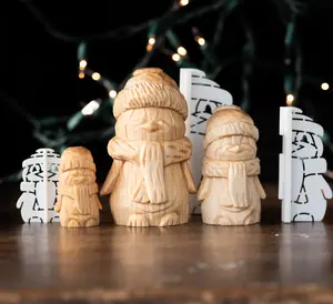 Penguins Wood Carving Stencil | 3D Printed Template for Caricature & Wood Spirit Designs | Tutorial Video Below