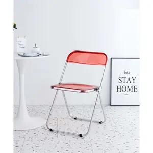 Red Clear Transparent Folding Chair,for Living Room, Office, Waiting Room & Party -W37037086