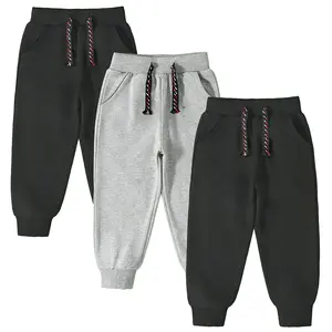 Kids Toddler Boys Sweatpants Pants 3 Pack Pull On Cotton Jogger Outfits Clothes Black/Grey