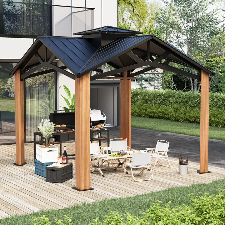 EROmmY 12x12 Heavy-Duty Outdoor Patio Gazebo, Ventilated Galvanized Steel Roof, Weatherproof Material Sun Protection UV Block Shelter for Patio Shade, Uv Block Shelters & Gazebos