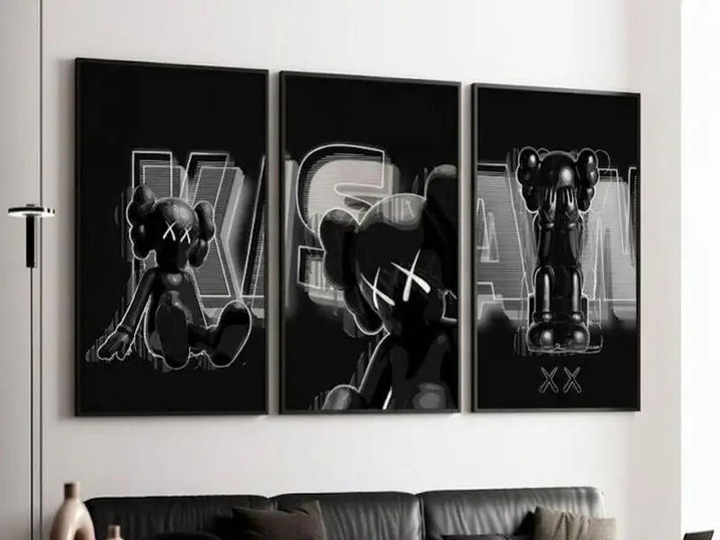 Set of 3 Dark Urban Art Toy with Typography Background Poster Print Unframed