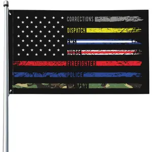 First Responders Hero Flag Nurse E-M-S Police Fire Military Flag 3x5 Feet Vivid Color and UV Fade Resistant Decor Banner Flags for Indoor Outdoor Ornaments