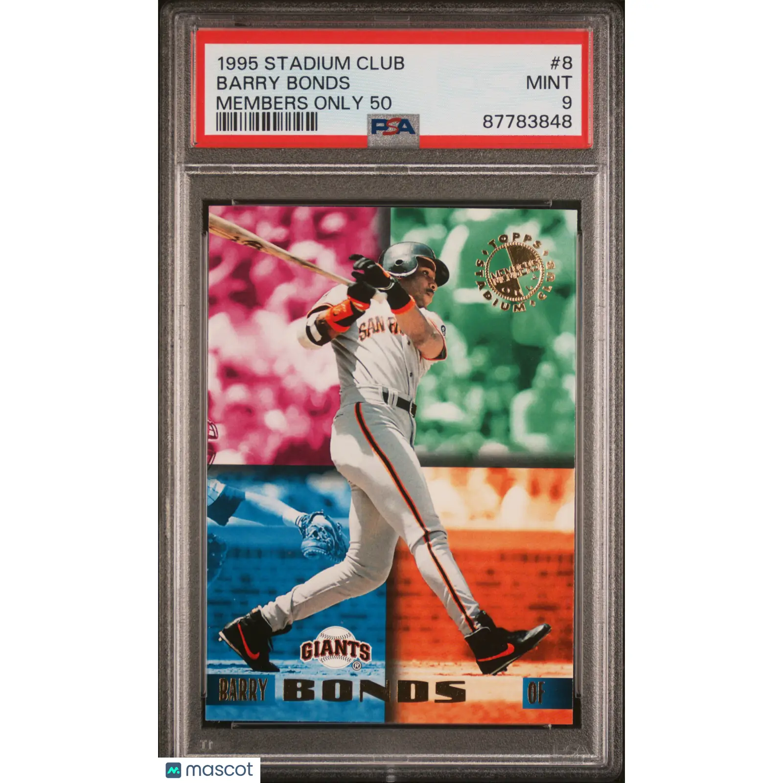 Barry Bonds PSA 1995 Stadium Club Members Only 50 Baseball #8 9 87783848