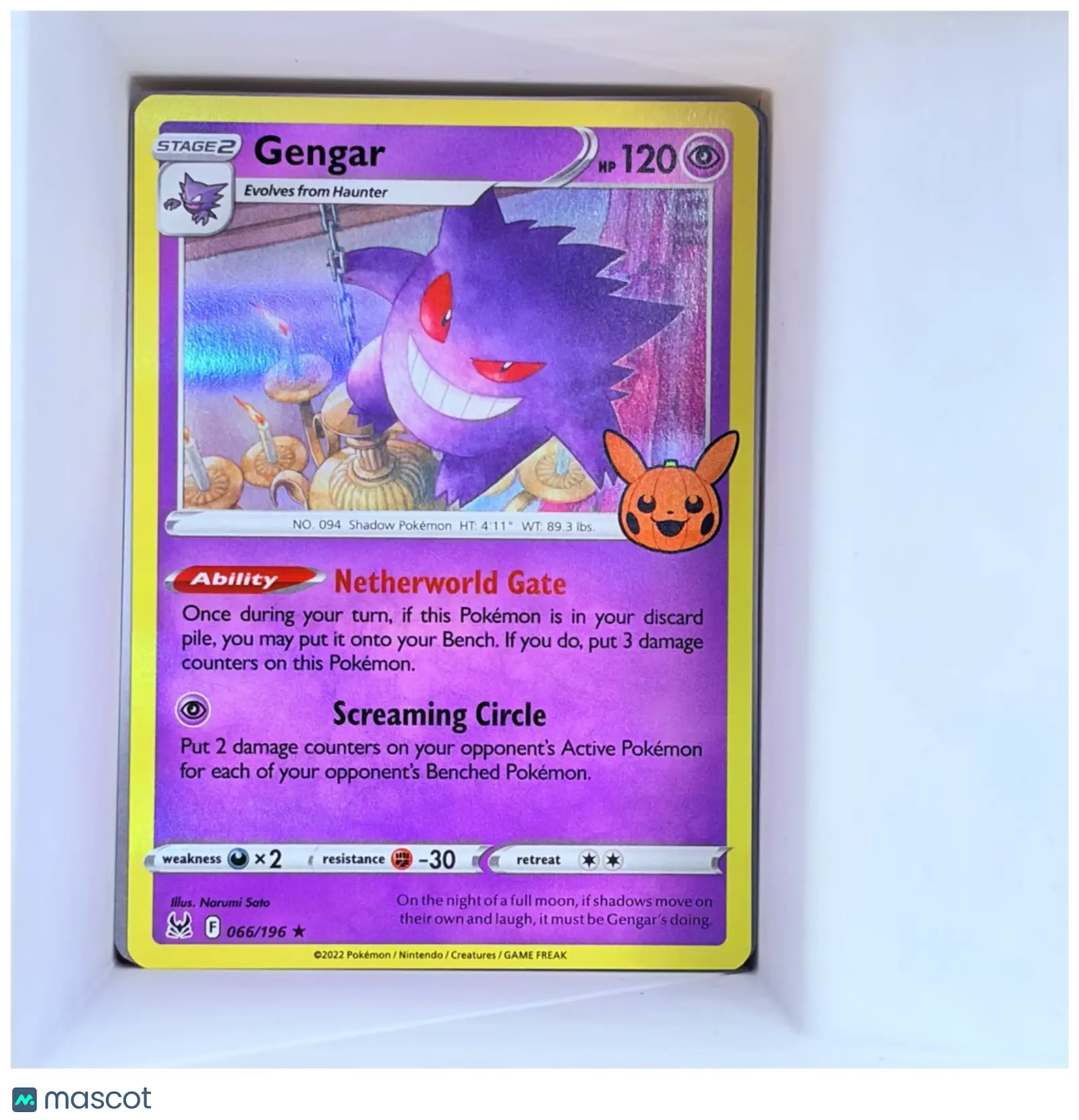 2022 Lost Origin Gengar Holographic Rare Card Single #66/196, Non-Sports Trading Card Collectible