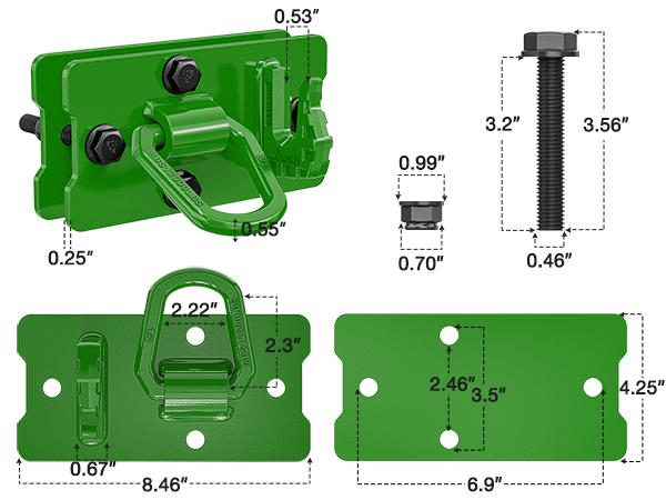 Nilight 2PCS Tractor Bucket Hooks with Tie Down Ring, Grade 70 Grade Forged Steel Bolt-On Grab Hook with Back Plates for Tractor Bucket RV UTV Truck MBS 15000 lbs, Green Nilight 2PCS Tractor Bucket Hooks with Tie Down Ring, Grade 70 Grade Forged Steel Bolt-On Grab Hook with Back Plates for Tractor Bucket RV UTV Truck MBS 15000 lbs, Green