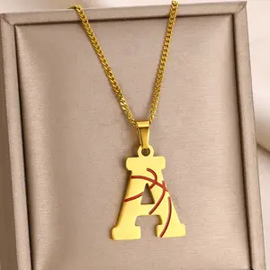 26-letter Pendant Necklace Design Sense Basketball Line Necklace