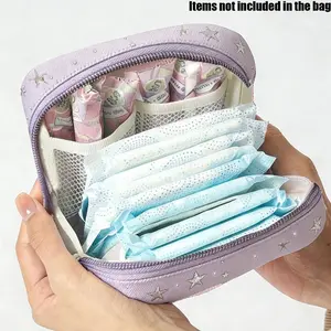 Simple Twinkling Star Light Multifunctional Storage Bag, Stylish Hygiene Supply Organizer, Perfect Gift for Her, Travel Makeup Bag, Cosmetic Pouch