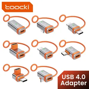 Toocki 90 Degree Multi-Functional 240w Adapter, Fast Charging Type C Male/female to Type C Female/male Converter, Usb4.0 40gbps 8k 60hz, Silicone Lanyard