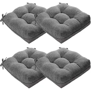 Chair Cushions for Dining Chair, Shredded Memory  Kitchen Chair Cushions Set of 4, Non-Slip Thick Dinning Room Chair Pads Seat Cushions, 15.5" x 15.5" x 4" (Grey)