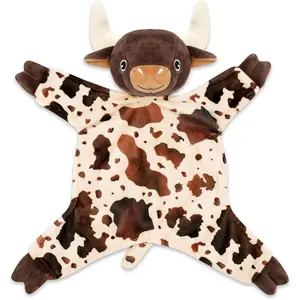 Longhorn Baby Security Blanket Lovey Baby Shower Cow Spotted Print Cow Snuggler First Birthday Unisex Baby Plush Sleeping Plushie Items Nursery Gift