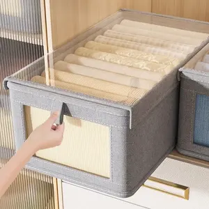 1 large-capacity storage box with a transparent window, made of a foldable fabric storage case, suitable for storing clothes, toys, and blankets, and can be used as a wardrobe shelf or under-bed storage space, Bedroom Organizer