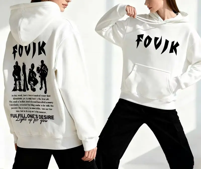 FOVIK Heavyweight Fleece Hoodie Loose Unisex European and American Streetwear New Long Sleeve Jacket with Unique Design and Bold Lettering